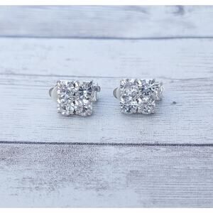 Vintage Clip On Earrings Stylish Clear Gem Dainty 3/8"